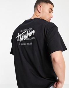 Черная oversized-футболка Threadbare-Черный