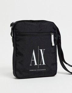 Черная нейлоновая сумка через плечо с контрастным логотипом Armani Exchange-Черный цвет