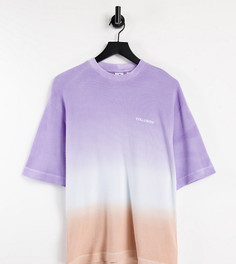 Разноцветная oversized-футболка из вафельного трикотажа с эффектом омбре COLLUSION-Многоцветный