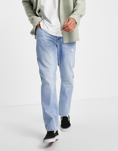 Светлые классические джинсы в винтажном стиле с потертостями ASOS DESIGN-Голубой