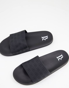 Черные шлепанцы с логотипом River Island RR-Черный цвет