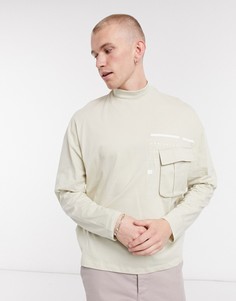 Лонгслив в стиле oversized с высоким воротником и карманом в утилитарном стиле ASOS Unrvlld Spply-Neutral