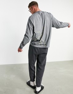 Oversized-лонгслив с маслянистым эффектом и принтом спереди ASOS Unrvlld Spply-Голубой