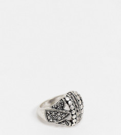 Массивное кольцо цвета состаренного серебра в стиле гранж с отделкой кристаллами Reclaimed Vintage Inspired-Серебристый