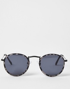 Круглые солнцезащитные очки с серой черепаховой оправой River Island-Серый