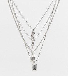 Серебристые ожерелья с винтажными подвесками в виде замка и ключа Reclaimed Vintage Inspired-Серебристый