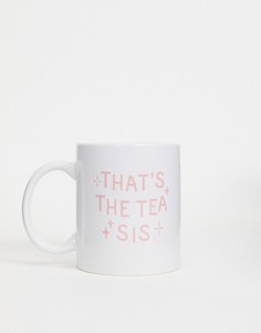 Кружка с розовой надписью "Thats the tea sis" Typo-Белый