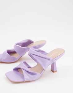 Сиреневые босоножки-мюли на каблуке с перекрученными ремешками Glamorous-Фиолетовый цвет