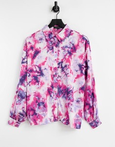 Розовая oversized-рубашка с воротником и принтом тай-дай In The Style x Billie Faiers-Multi
