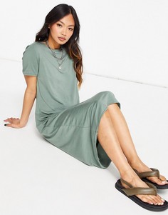 Платье-футболка миди цвета хаки Vero Moda-Зеленый цвет