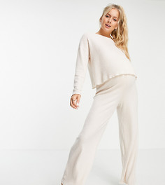 Кремовые пижамные брюки с широкими штанинами и вафельной фактурой New Look Maternity-Белый
