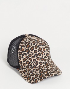 Кепка с леопардовым принтом ASOS DESIGN-Коричневый цвет
