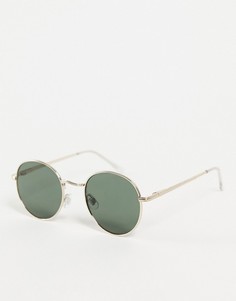 Солнцезащитные очки в круглой золотистой оправе в стиле унисекс AJ Morgan-Золотистый