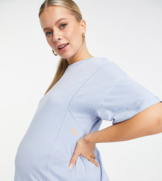 Oversized-футболка из органического хлопка ASOS 4505 Maternity-Голубой