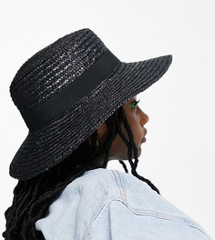Эксклюзивная соломенная шляпа канотье черного цвета South Beach-Черный цвет