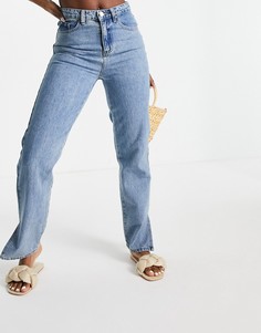 Винтажно-выбеленные джинсы с завышенной талией и разрезами Lost Ink-Голубой