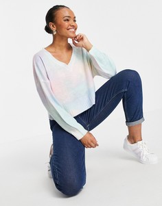 Укороченный вязаный джемпер с разноцветным принтом тай-дай En Crème-Multi