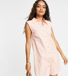 Персиково-розовое платье-рубашка мини из органического хлопка без рукавов Y.A.S Petite-Розовый цвет