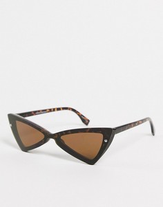 Солнцезащитные очки в коричневой угловой оправе с черепаховым принтом Vero Moda-Черный цвет