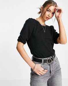 Черный топ с короткими пышными рукавами Only Camelia-Черный цвет