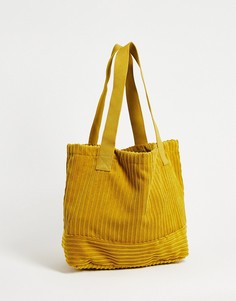 Вельветовая сумка-тоут горчичного цвета в стиле "oversized" ASOS DESIGN-Желтый