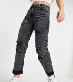 Черные выбеленные джинсы в винтажном стиле с эффектом потертости Parisian Petite-Черный цвет