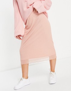Сетчатая юбка миди в клетку от комплекта Fashion Union-Розовый цвет