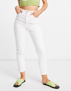 Белые джинсы в винтажном стиле с уплотненным поясом New Look-Белый