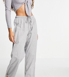Серые меланжевые пижамные брюки прямого кроя от комбинируемого комплекта ASOS DESIGN Petite-Серый