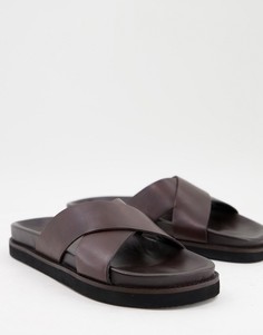 Черные кожаные сандалии с перекрестными ремешками Walk London Tommy-Черный цвет