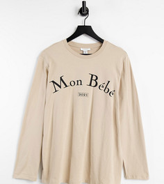 Лонгслив с надписью "Mon Bebe" Topshop Maternity-Светло-бежевый