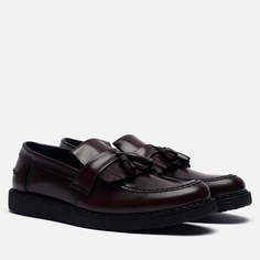 Мужские ботинки лоферы Fred Perry x George Cox Tassel, цвет бордовый