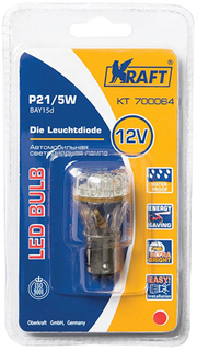 Лампа автомобильная Kraft P21/5W BAY15d 12/24v 12 LEDs Red (KT 700064)