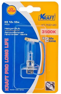 Лампа автомобильная Kraft H3 12v 55w PK22s Pro Long Life (KT 700120)