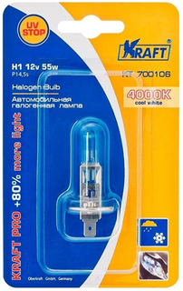 Лампа автомобильная Kraft H1 12v 55w P14,5s Pro + 80% More Light (KT 700106)