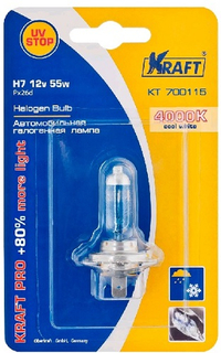 Лампа автомобильная Kraft Pro + 80% More Light, H7 12V 55W PX26d (KT 700115)