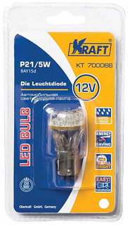 Лампа автомобильная Kraft P21/5W BAY15d 12/24v 12 LEDs White (KT 700066)