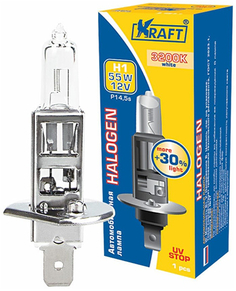 Лампа автомобильная Kraft H1 +30% 12v 55w P14,5s (KT 700065)