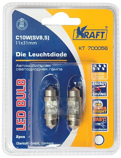 Лампа автомобильная Kraft C10W (SV8,5) 11x31 2 LEDs White (KT 700056)