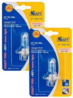 Лампа автомобильная Kraft Н7 12v 55w PX26d Pro + 80% More Light (KT 700222)