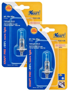 Лампа автомобильная Kraft Н1 12v 55w P14,5s Pro + 55% More Light (KT 700220)