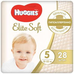 Подгузники Huggies Elite Soft, размер 5, 12-22 кг, 28 шт (9400775)