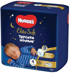 Подгузники-трусики Huggies Elite Soft, ночные, размер 4, 9-14 кг, 19 шт (9402661)