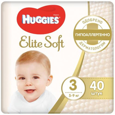 Подгузники Huggies Elite Soft, размер 3, 5-9 кг, 40 шт (9400875)