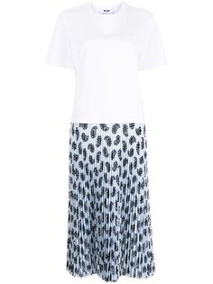 MSGM многослойное платье-футболка с плиссировкой