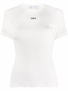 Off-White футболка в рубчик с логотипом