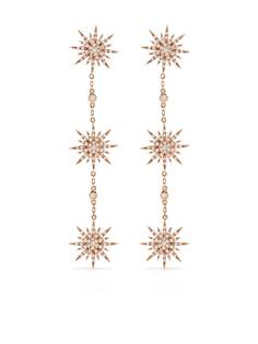 Djula серьги-подвески Sun 3 из розового золота с бриллиантами