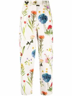 Moschino укороченные джинсы с цветочным принтом
