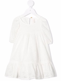 ZIMMERMANN Kids присборенное платье с английской вышивкой