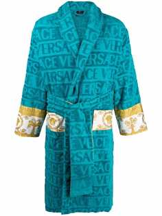Versace короткий махровый халат с логотипом